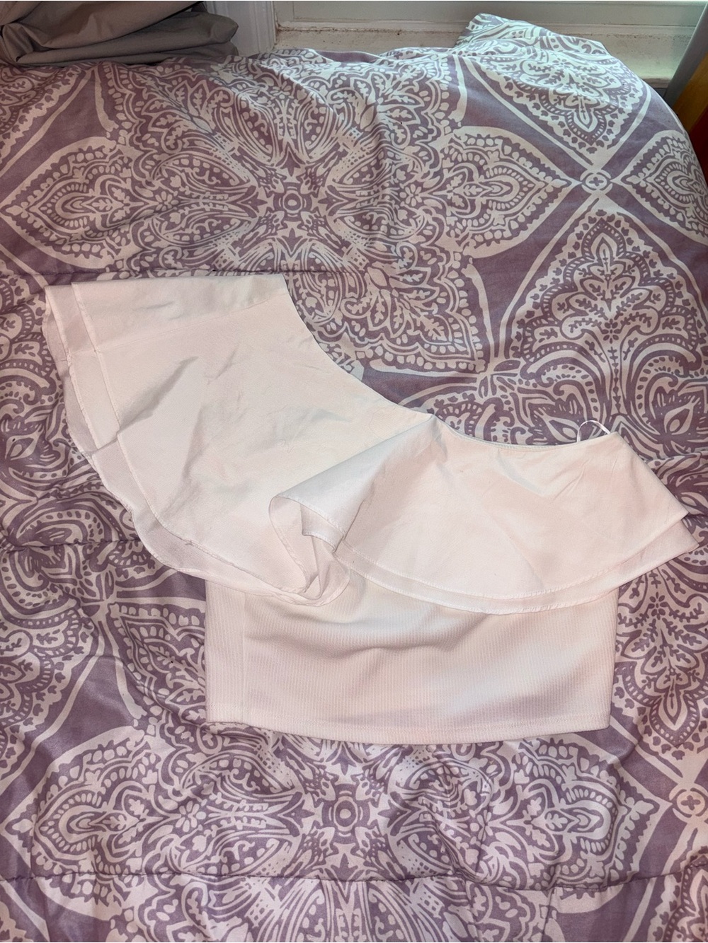 HYFVE White One-Shoulder Ruffle Shirt